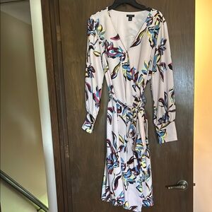 Halogen Pink and Cream Sheath Dress with Tie Front